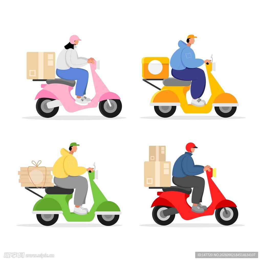 外卖骑手插画
