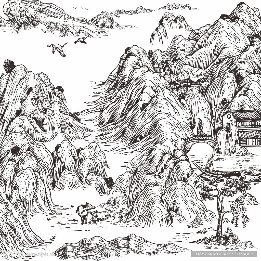 水墨山水风景图
