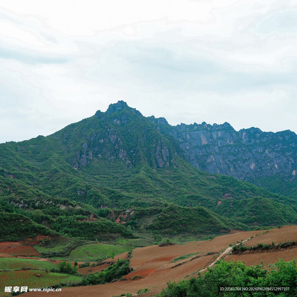 山峦叠翠间的田园风光