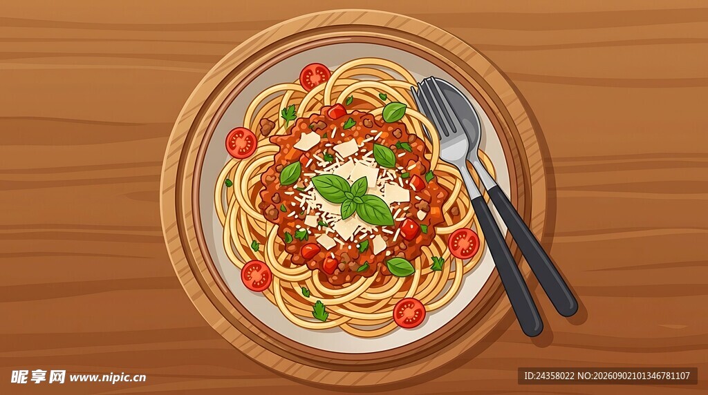 意面美食插画