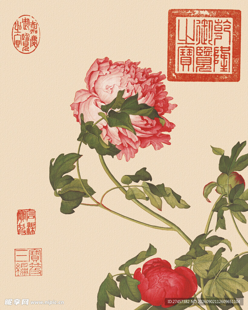 国画牡丹花卉图