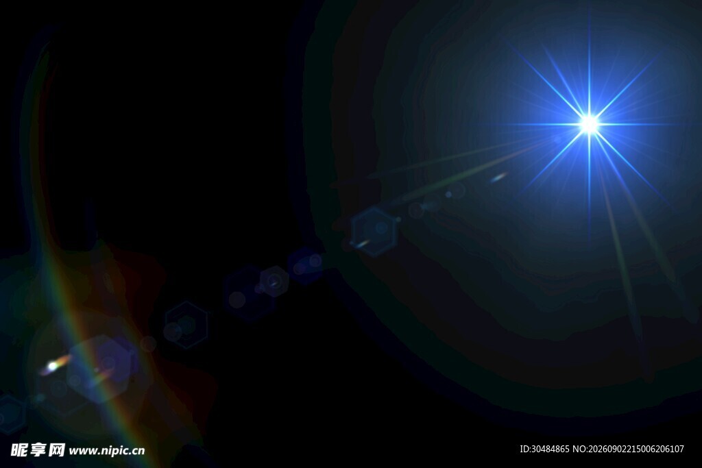 耀眼蓝光星芒特效画面