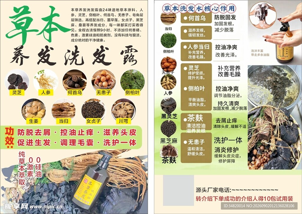 草本养发产品宣传页