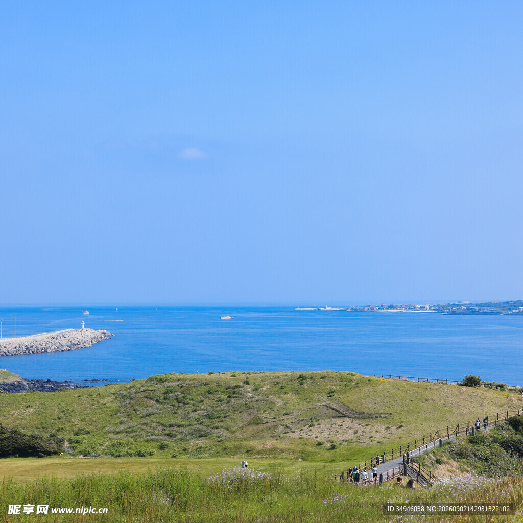 海边绿野风光美景