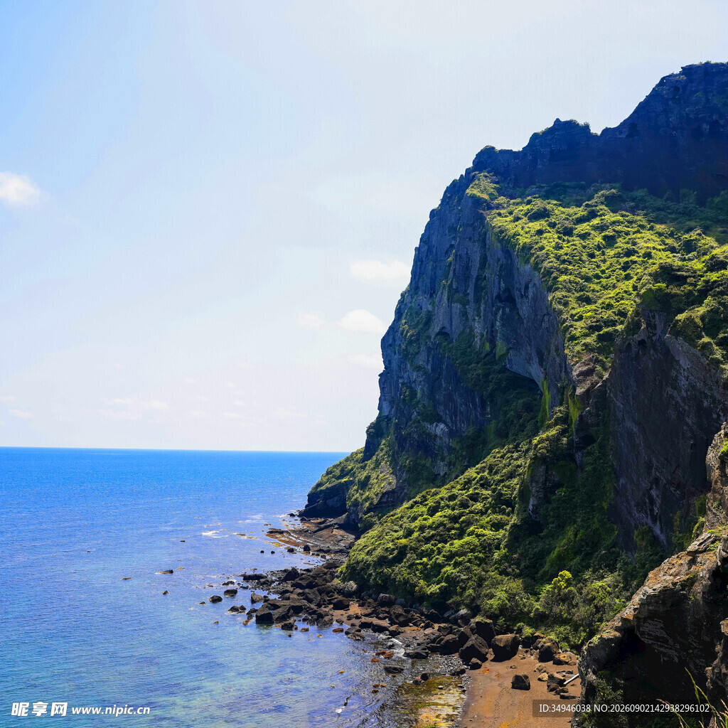 海岸边的翠绿悬崖美景