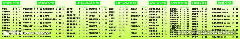 柠檬茶菜单