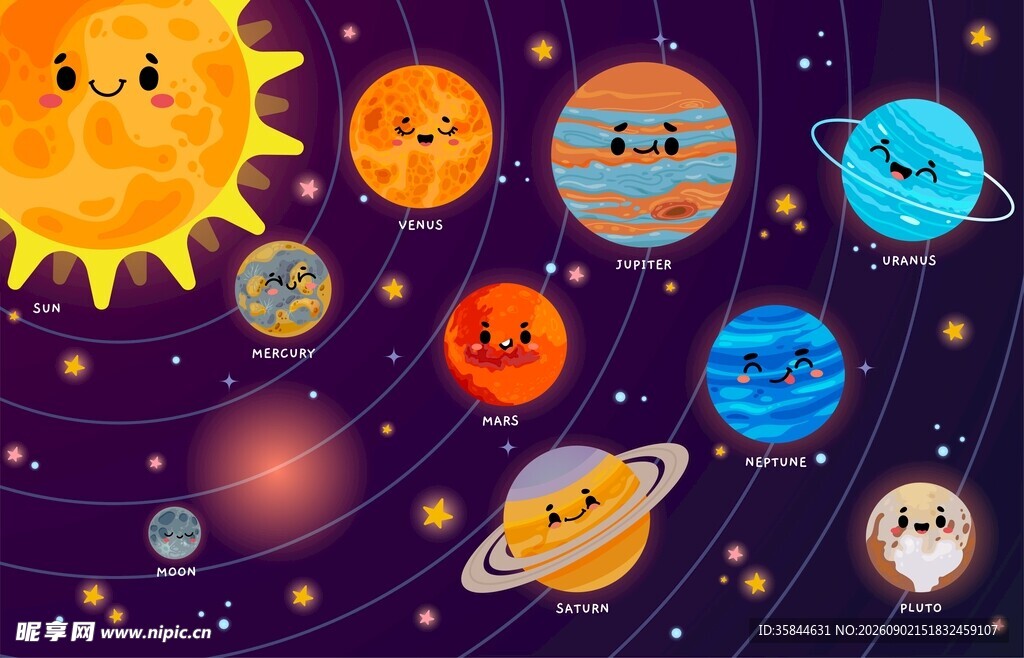 卡通行星插画