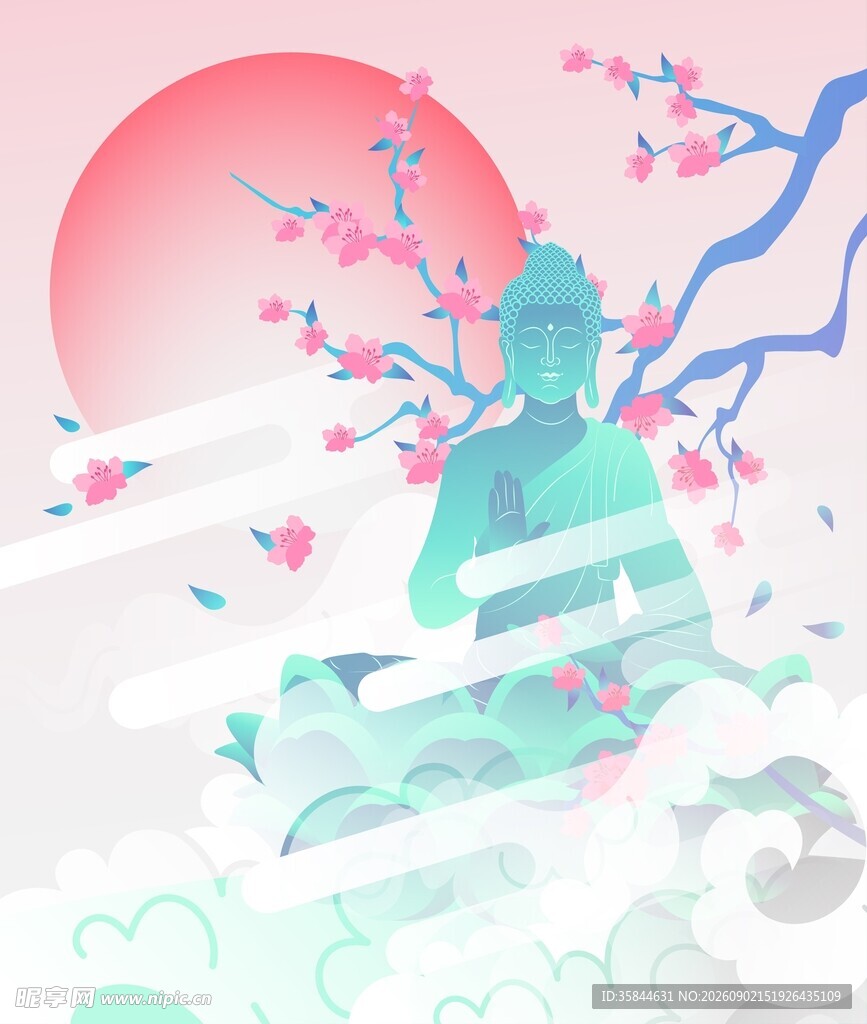 禅意花卉插画