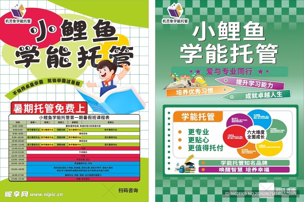 小鲤鱼学能托管宣传海报