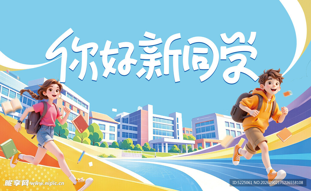你好新同学开学欢乐场景