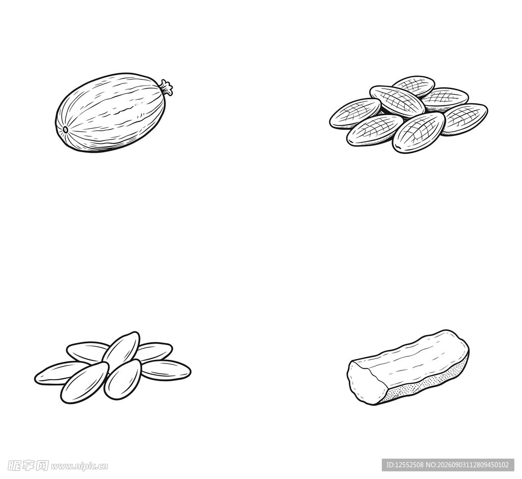 手绘坚果与零食简笔画