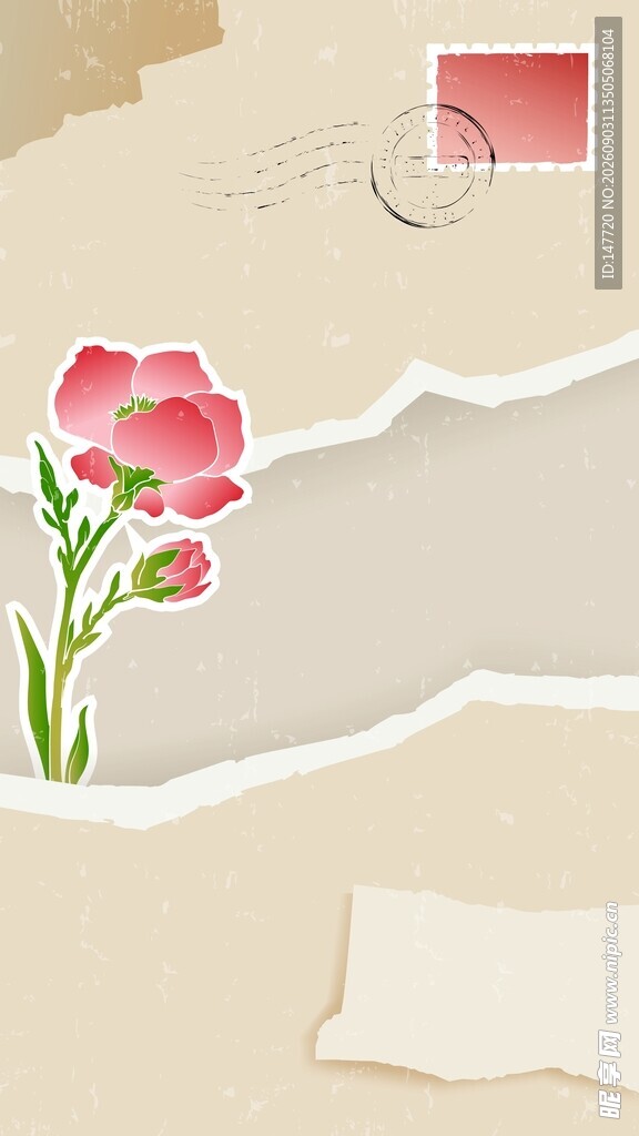 复古花卉信纸