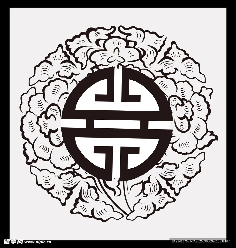 中式传统福寿纹图案