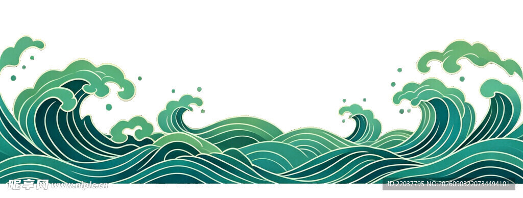 绿色海浪图案