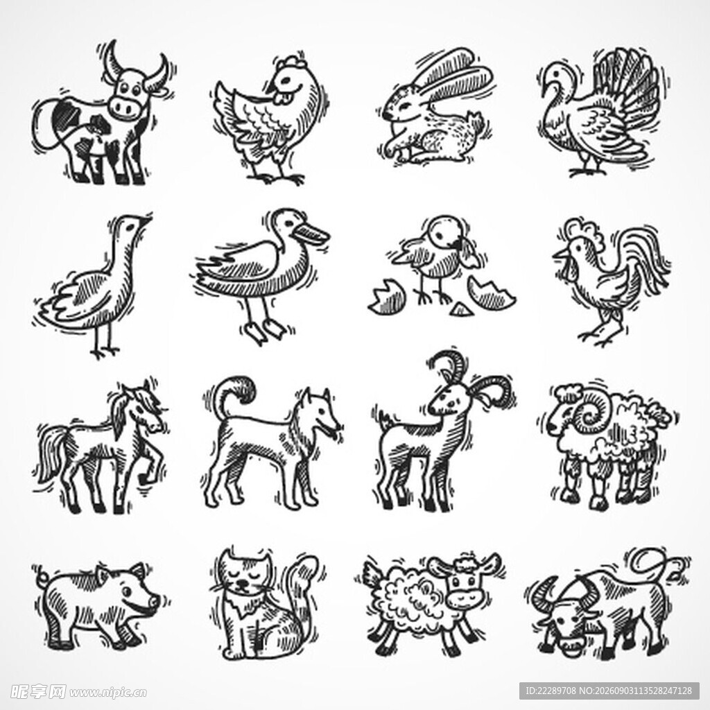 手绘动物简笔画集合