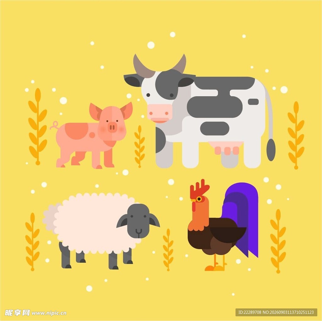 农场动物插画