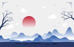 国风山水背景
