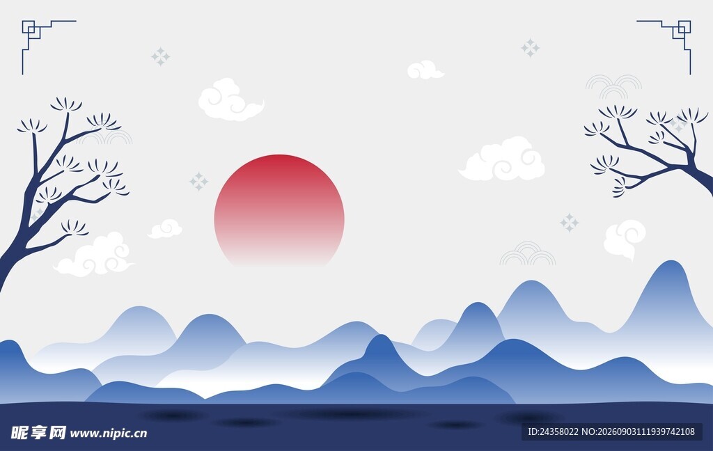 国风山水背景