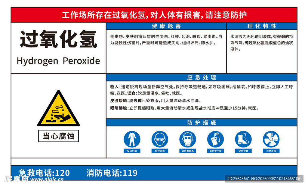 过氧化氢职业危害告知牌