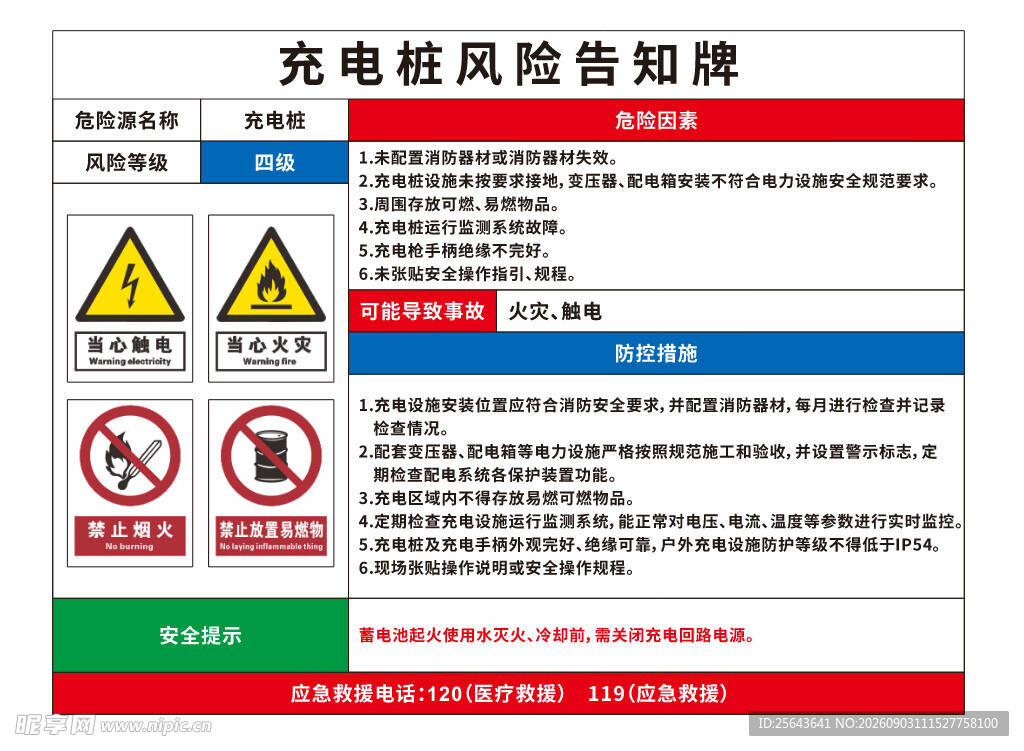 充电桩风险告知牌