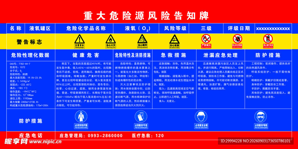 液氧重大危险源警示牌