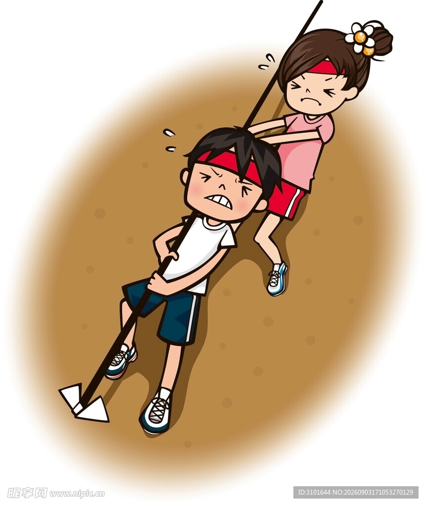 男孩女孩拔河插图