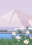 山水列车插画