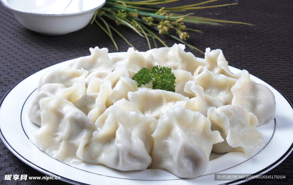美味饺子摆放在盘中