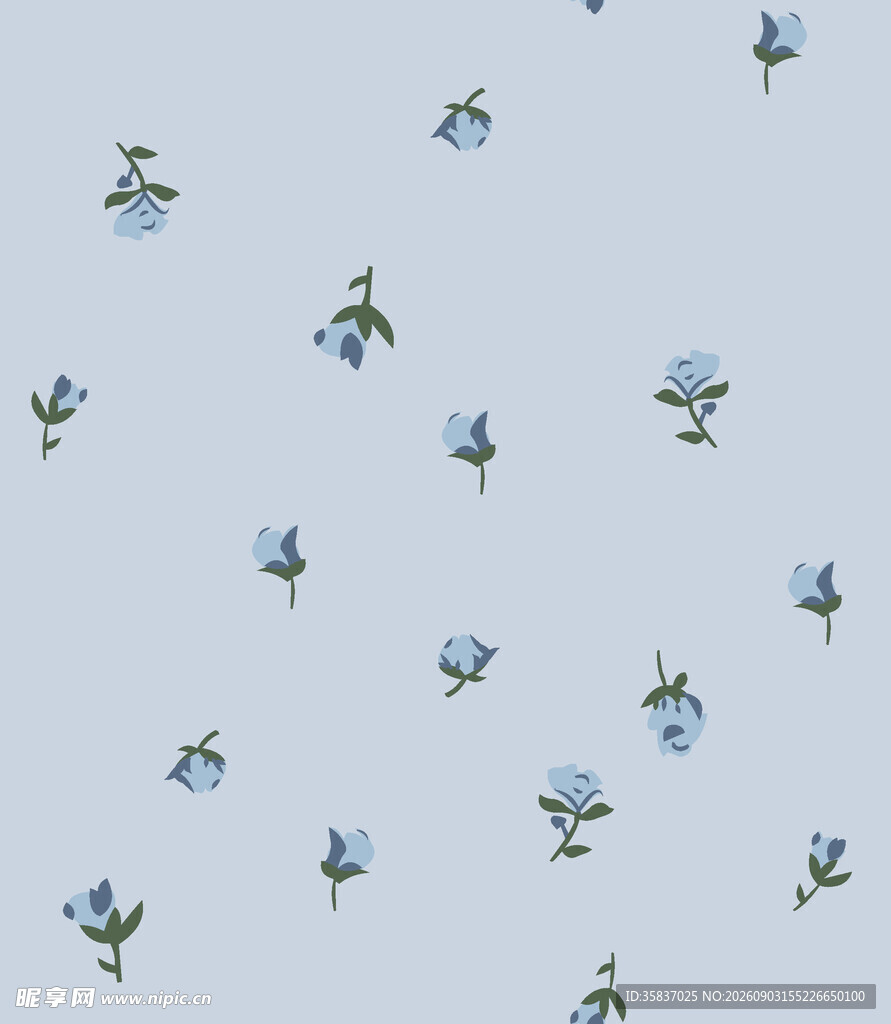 浅蓝色背景上的蓝色小花