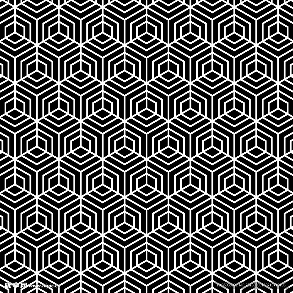 黑白几何六边形图案