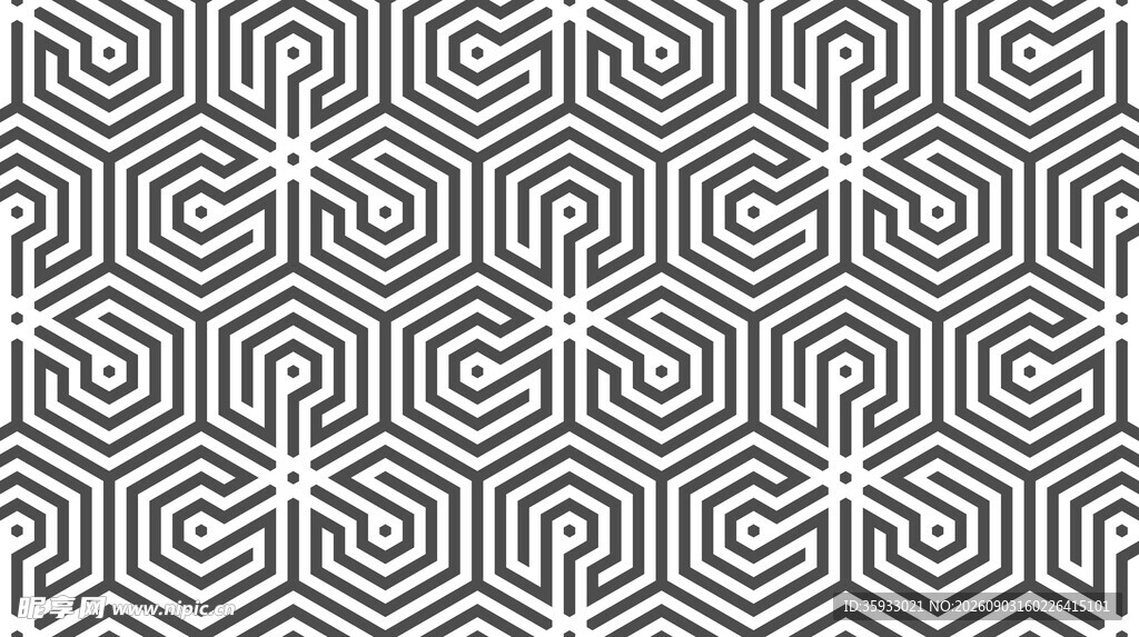 黑白几何六边形图案