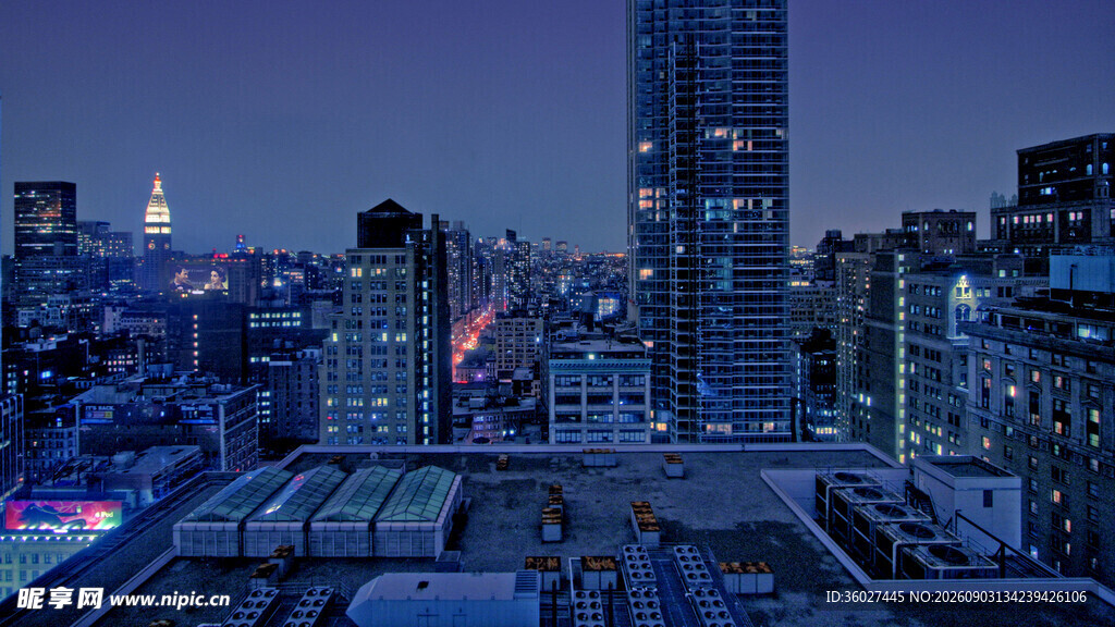 夜幕下的繁华都市景观