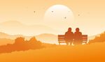 夕阳情侣剪影