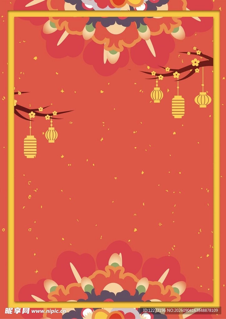 中式喜庆红色边框背景图