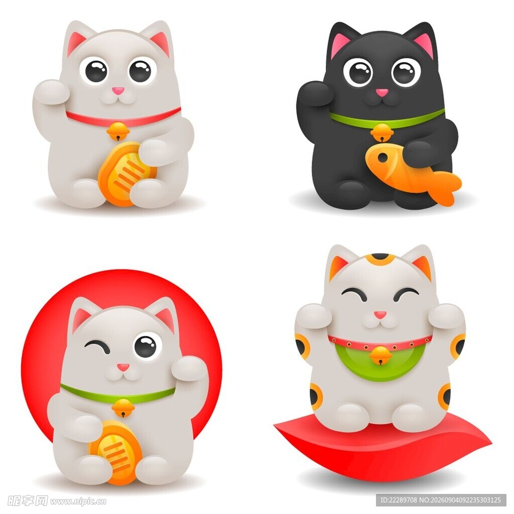 可爱招财猫摆件展示