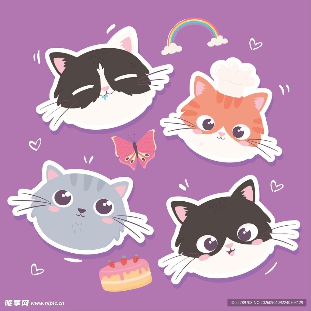 可爱猫咪头像插画