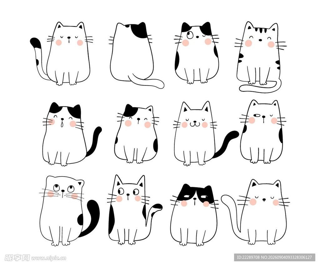 可爱猫咪简笔画集合