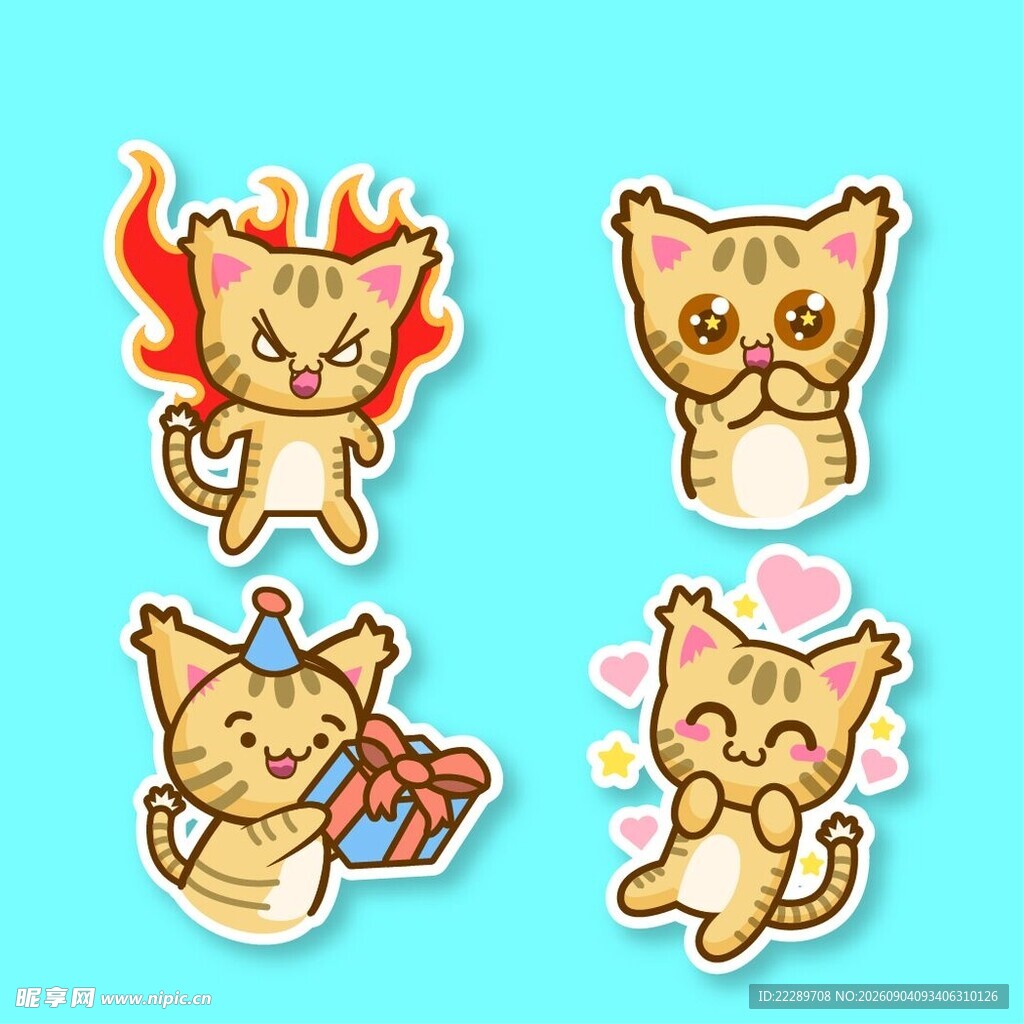 可爱猫咪表情贴纸