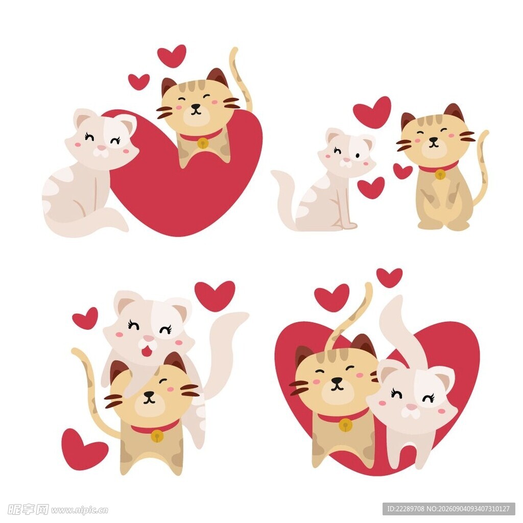 可爱猫狗爱心图案集合