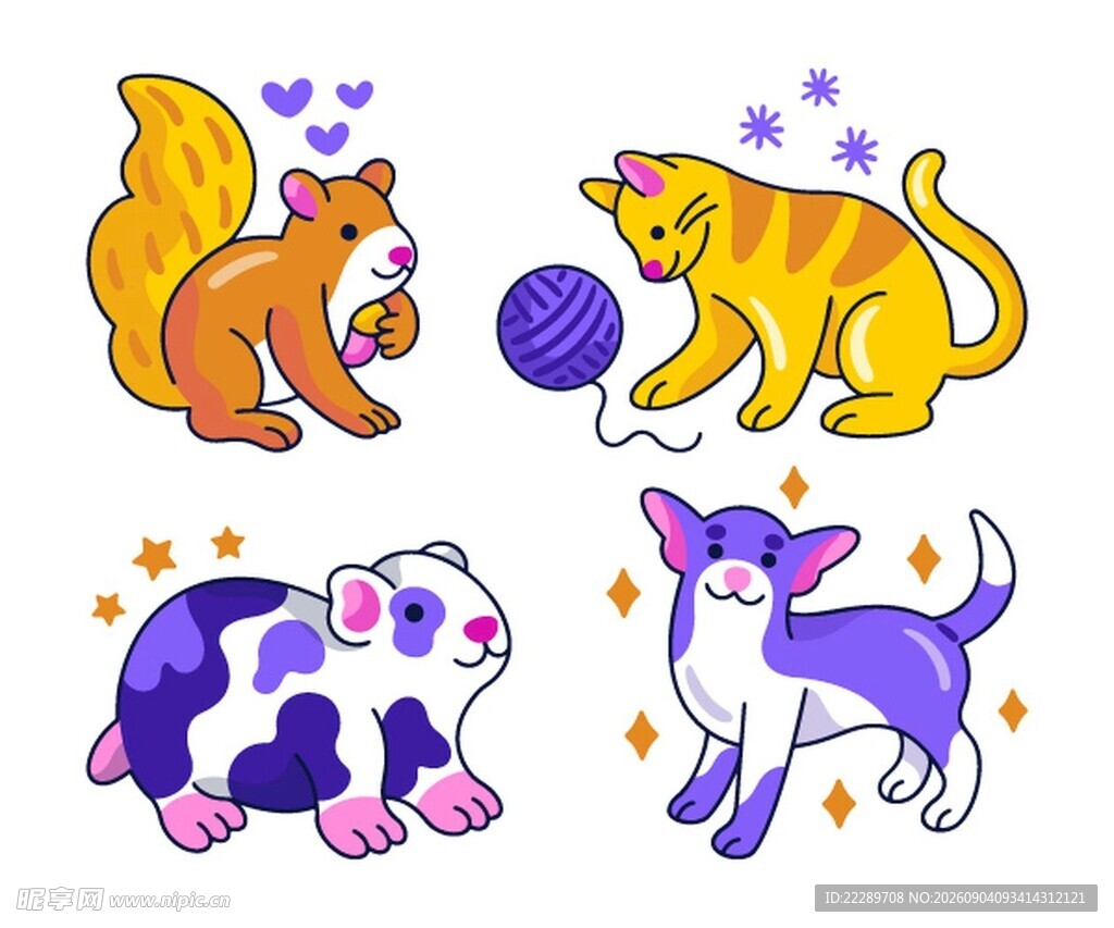 可爱萌宠动物插画集合
