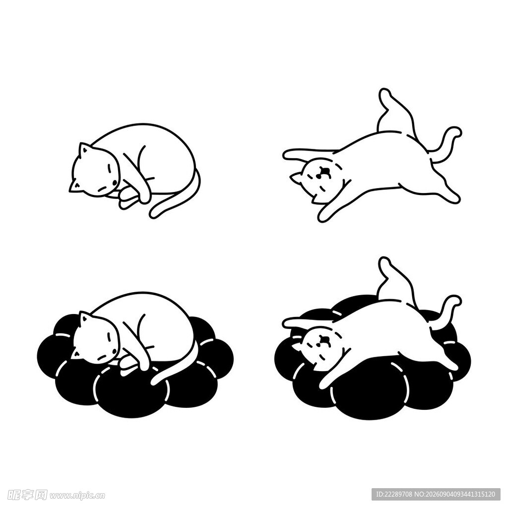猫咪不同姿态简笔画