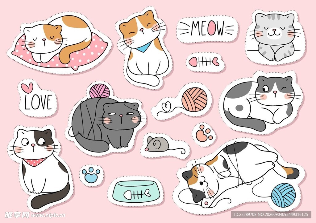 可爱猫咪贴纸集合