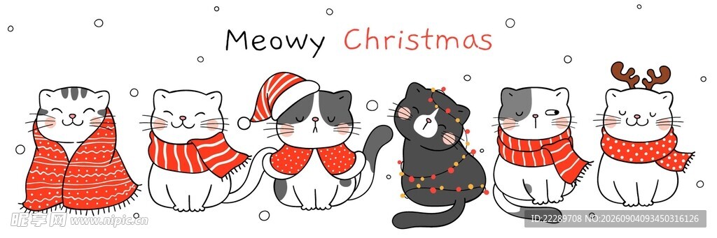 可爱猫咪圣诞装扮