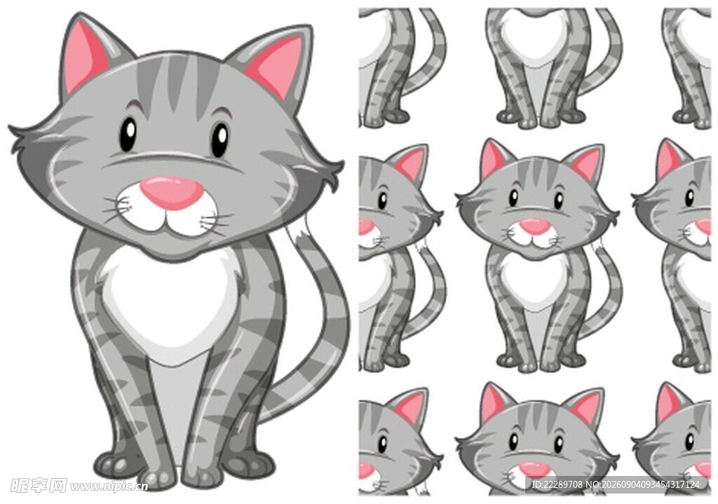 可爱猫咪多姿态插画