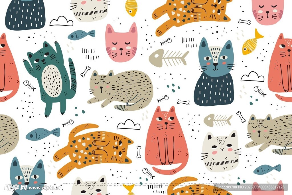 可爱猫咪图案背景设计