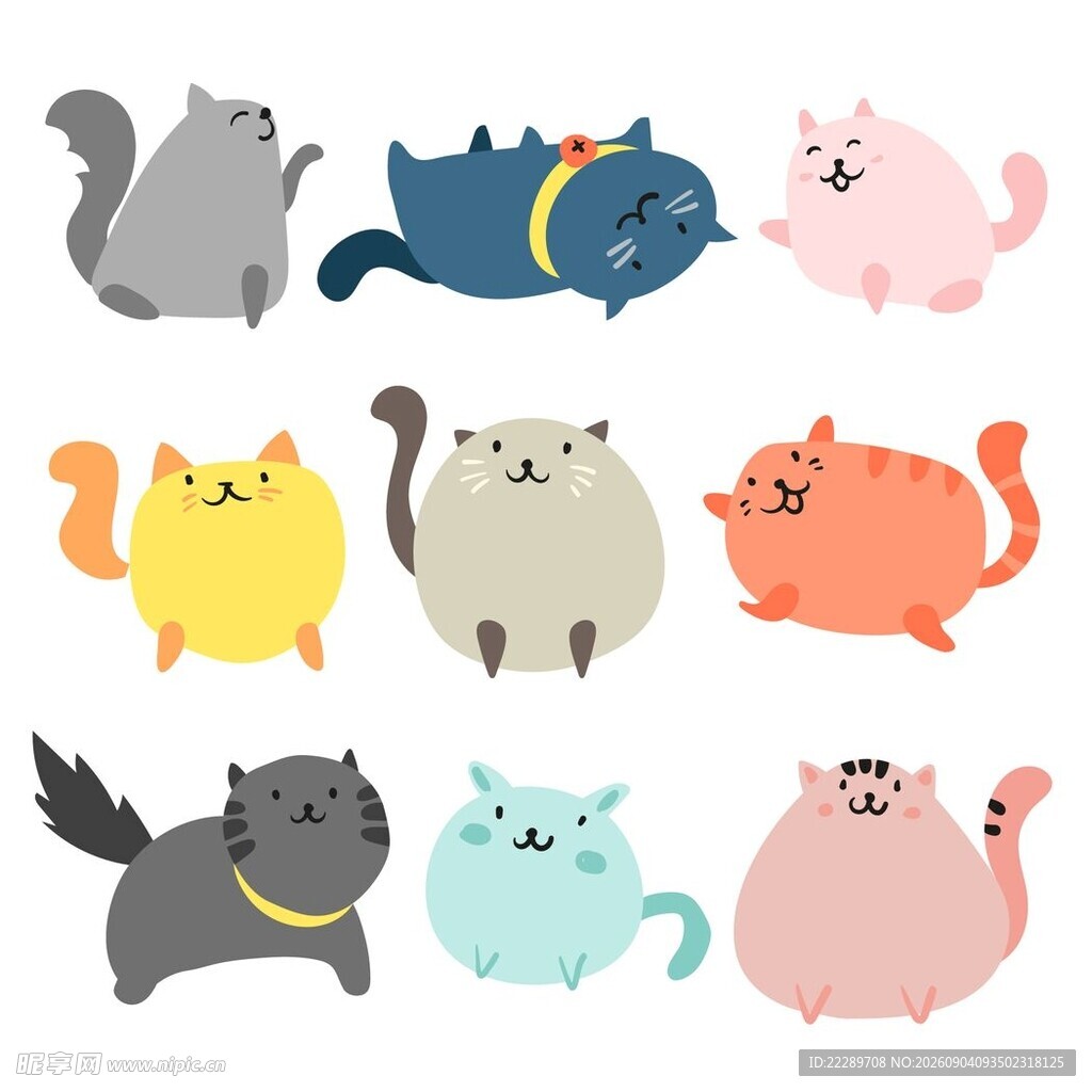 可爱多彩猫咪插画集合