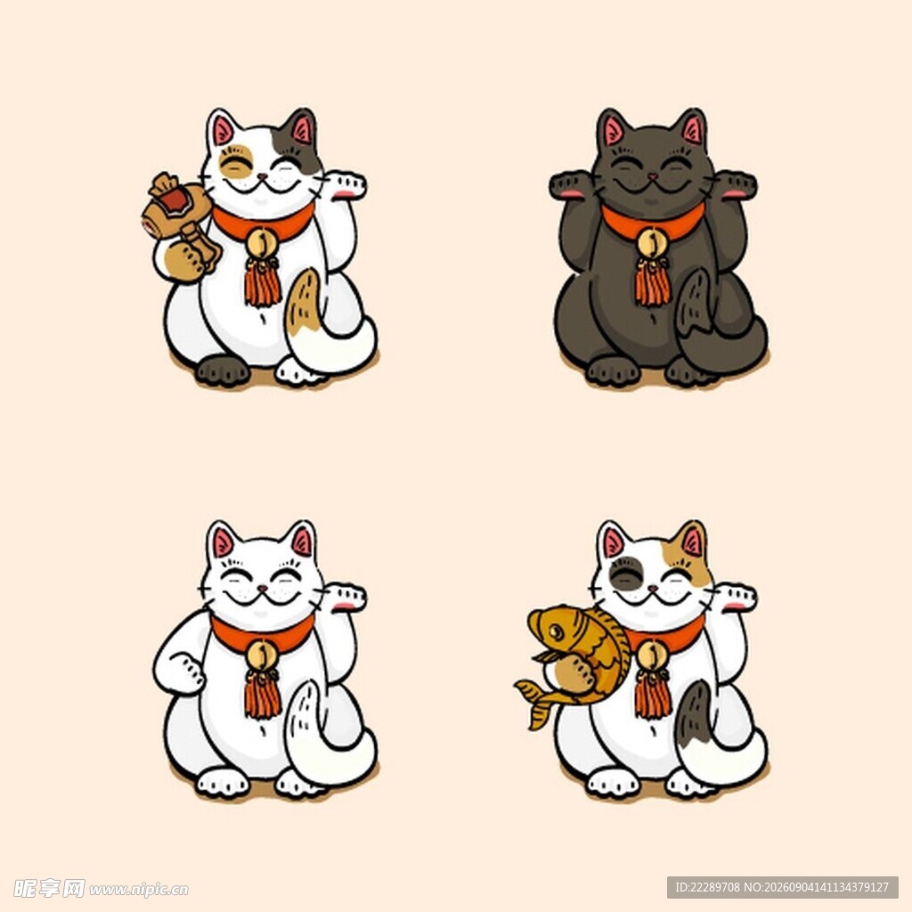 可爱招财猫插画集合