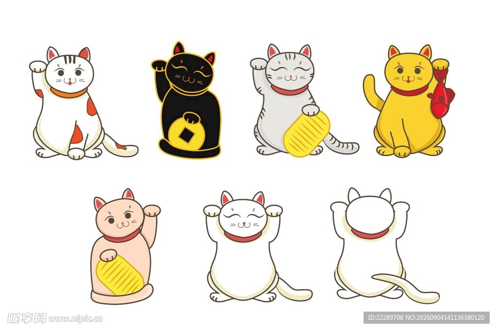 可爱招财猫插画集合