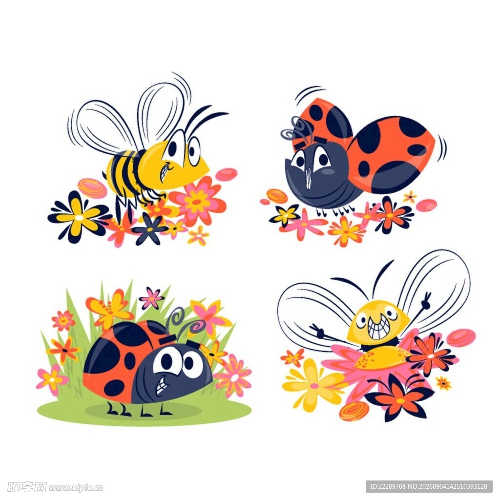 可爱昆虫插画