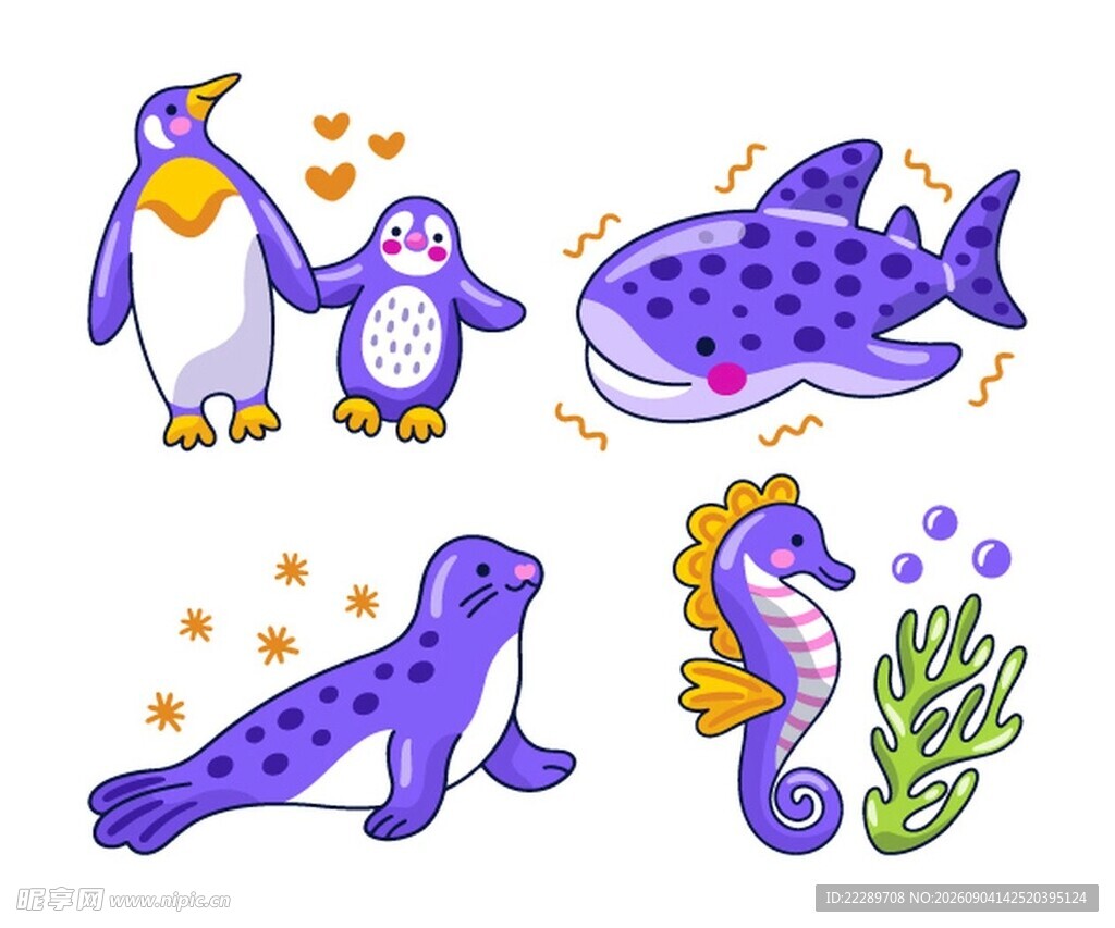 海洋动物卡通插画